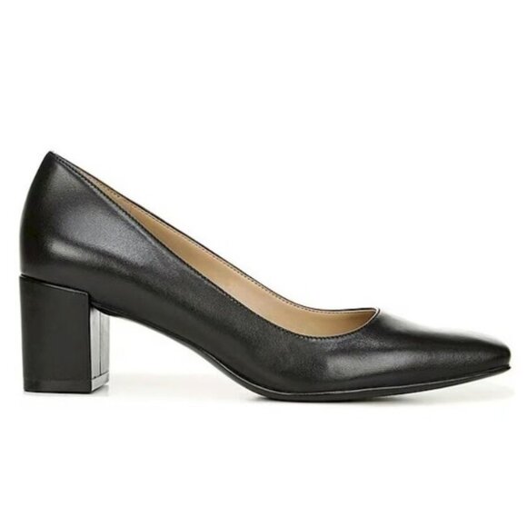 Naturalizer SZ 7.5 Karina Black Leather Block Heel Pump Career Old $ Timeless - Picture 3 of 11